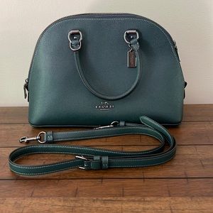 Coach domed satchel in hunter green
